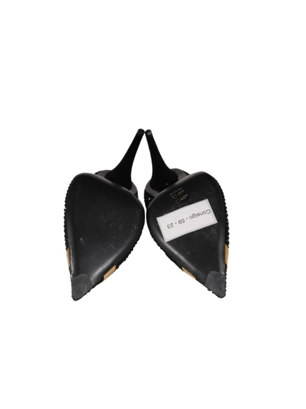 Giuseppe Zanotti Women Crystal Emballished Heels Sz US9 EU39 Black Gold Studded - Picture 10 of 12